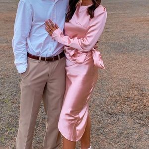 Light Pink Formal Midi Dress